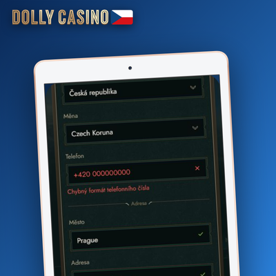Vytvoření účtu Dolly Casino e-mailem – zadejte e-mail a heslo a začněte hrát
